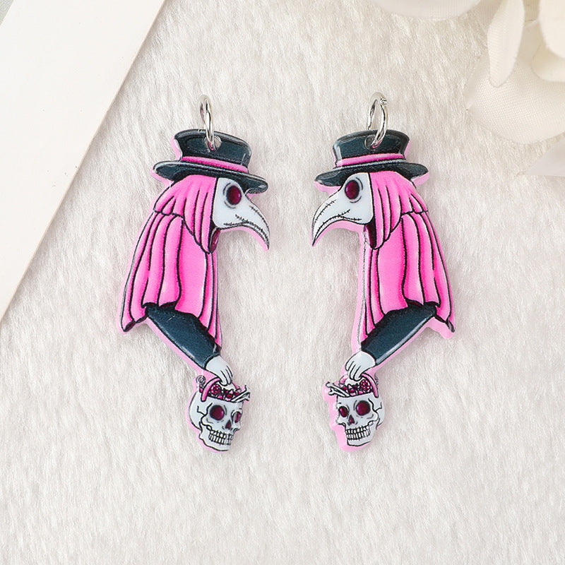 Wholesale 10pcs Acrylic Halloween Pumpkin Skeleton Man Ghost DIY Earrings Keychain Accessories